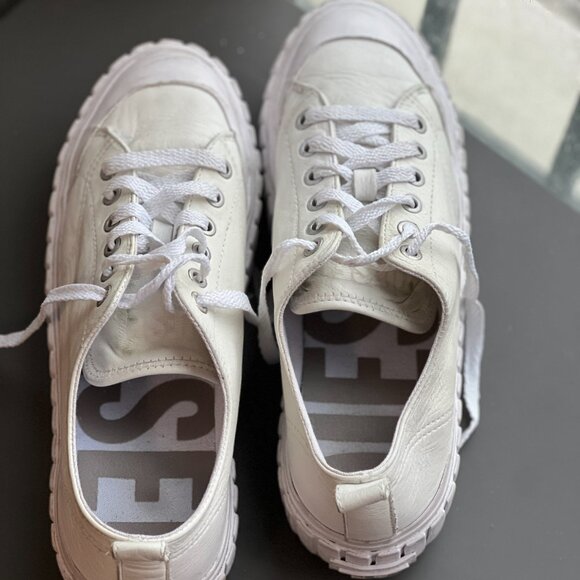 Diesel White Leather Platform Sneakers - Picture 8 of 15